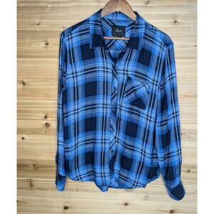 Rails Top Womens Large Blue Hunter Plaid Shirt Coneflower Blue